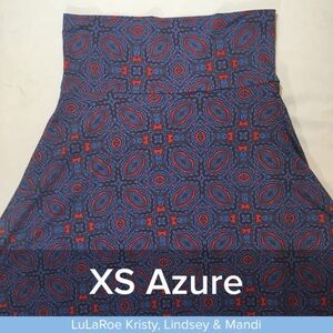 LuLaRoe Azure Women's Blue and Red Patterned Skirt